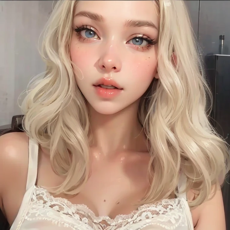 beautiful girl, blond hair blanco, wavy fur, greek goddess, beautiful eyes and perfect nose, soft skin, soft fur, Model, perfect girl,beautiful woman , (masterpiece),((ultra detailed)), (highly detailed CG illustration),(expressionless), (Best Quality:1.2),(1 girl:1.2),high quality texture, intricate details, detailed texture, a realistic representation of the face and person, detailed beautiful delicate face, Beautiful and delicate detailed eyes., pupil of the eye a face of perfect proportions, depth of field, perspective,20 years, thin face, (large eyes:1.2),blush,bright lips, perfect body, Skinny body, (narrow waist:1.3), big chest, distinct_Image, (shiny and pale skin), Focus on face , (blond hair blanco ), (beautiful finely detailed eyes and detailed face), (for white ), contrast 