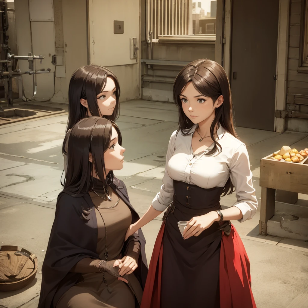 sitting woman,Mother and daughter