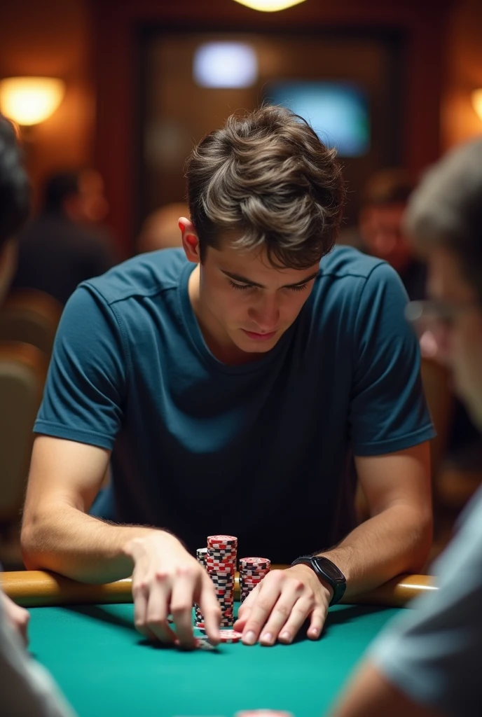 the same very nervous man, lost everything at poker