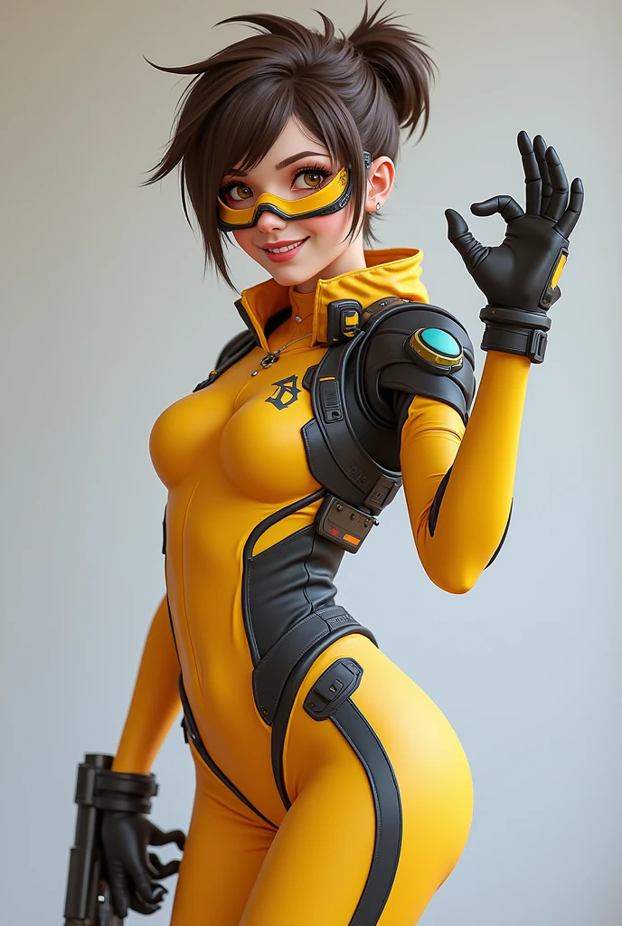 ((work of art)),high resolution, ((Best quality at best)), 1 girl, slim, naked, busty, Thick, Tracer, overwatch, sexy cara