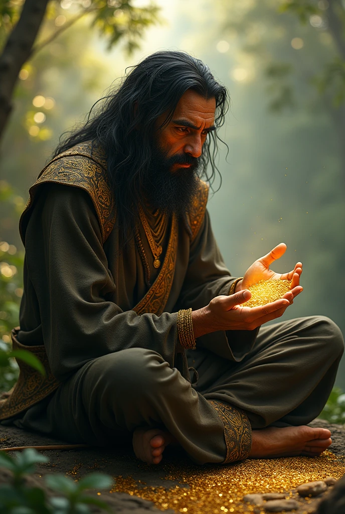 Top quality, masterpiece, old oriental background, 500 year old oriental shaman, casting a curse, messy hair, amulets thrown on the floor, temple interior background, candles on the floor, detailed image texture, creepy, horror, creepy atmosphere (not AI image), cloudy weather, fog, low color image, creepy, character filling the screen, image from various angles, delicate skin expression, wrinkled skin, colorless skin (grayish), figure wearing old oriental shaman's attire, white heavy makeup, with Buddha statue behind