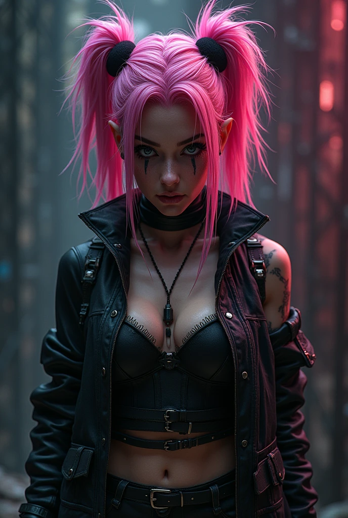 beautiful young punk girl with incredible long pink hair, wearing winter clothes, portrait, ultra-realistic, extremely detailed, photo-realistic, award-winning, luminous skin, dramatic lighting, dramatic pose, dynamic composition, intricate details, vivid colors, cinematic lighting, volumetric lighting, HDR, 8K, best quality