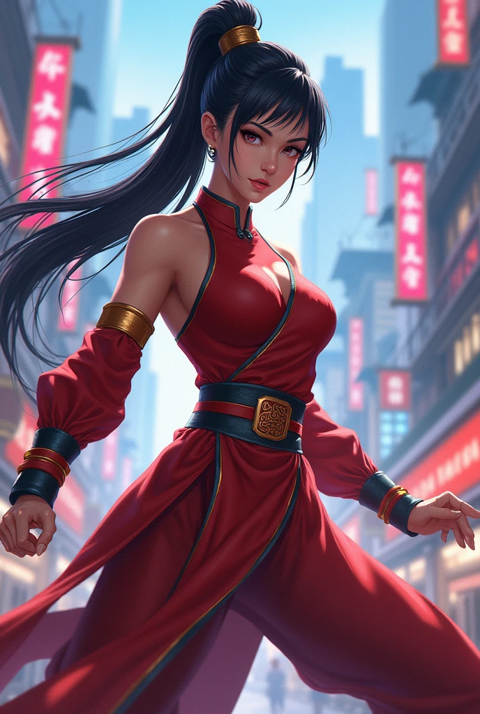 Create a cool character for a gacha game based on the game Zenless Zone Zero, female character in devil clothes in warm colors, S-level fire elemental character, devil horns and tail, beautiful and cute face, corpo de nymph, lolly, haughty, devilish smile, wielding a serrated sword, pose de atitude, A beautiful , 14歳, super skinny, short mini skirt, wide belt, garter belt with black tights, thigh holster, breasts small, perfect little ass, narrow hip, Waist slender, pose sexly, ((ponytailhair style))), posing for manga cover photo, dynamic pose, malicious smile, seductiv, malicious, obscene, shamelessly, young, Stupid, nymph, manga style, random ethnicity, (((MMA fighter))), ((( red dress ))), (((bandaged arms))), ((high collar)), (((darkskin)), (((micro skirt with vertical seams))), (((best qualityer: 1.4))), (Unbeatable masterpiece), (hiper HD),(CG 8k hyper-realistic), (((hyper feminine))), sexly girl, king of fighter, ((( sculptural body ))), (((1 girl))), garota de 14歳 com perfectbody e magro,Beautiful and well-groomed face, (Head to thigh photos), Complex equipment, (((standing alone))), pirralha violent, (((14歳))), sexly, pose de atitude, work of art, (((manga style))), bounty hunter, violent, Manic, evil face with malicious smile, slenderbody, thin but strong, perfectbody, roupa moderna, advanced technology, neon, sleeves with vertical striped pattern, neutral background, (( cowboy shot )). intricate visual