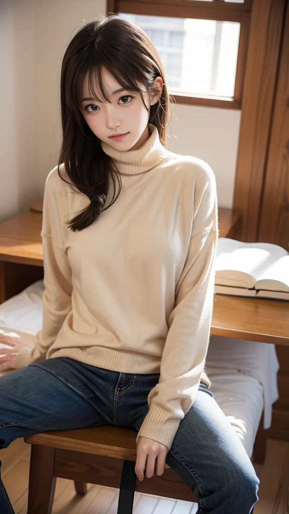 Alone,  1 girl, yamagishi fuuka,  Gekkoukan High School uniform,  turtleneck sweater,