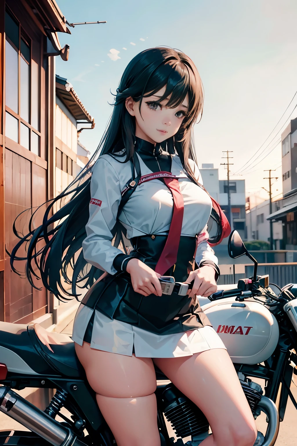  Japanese High  Girls Riding Motorbikes, miniskirt、Beauty、Beauty、Lolicon Hentai 、 Beautiful Panties、 beautiful thighs、 beautiful girl 、Beauty、 happy !!!, , motorcycle,[ Photo ]!!,  high definition ,