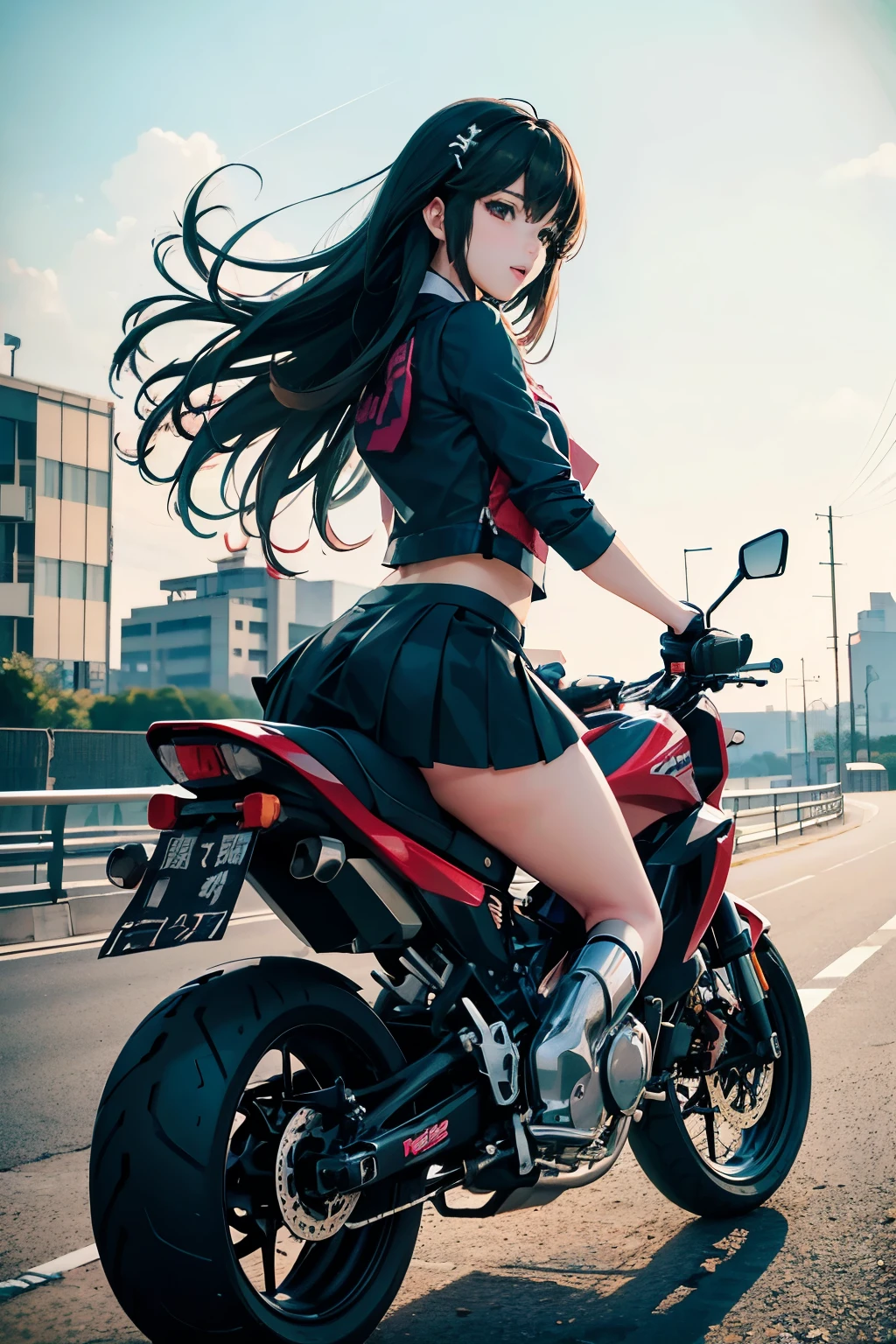  Japanese High  Girls Riding Motorbikes, miniskirt、Beauty、Beauty、Lolicon Hentai 、 Beautiful Panties、 beautiful thighs、 beautiful girl 、Beauty、 happy !!!, , motorcycle,[ Photo ]!!,  high definition ,