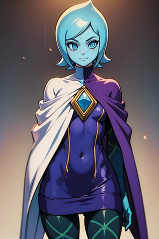 8k, (masterpiece:1.2), (best quality:1.2), ultra-detailed, (an extremely delicate and beautiful), intricate , beautiful eyes,1girl,female, solo, ((blue skin)), blue eyes, colored skin, lapis lazuli \(steven universe\), sulapislazuli, <lora:LapisLoraV3:1>, ((short hair)), ((mature female)),reverse bunnysuit, shrug (clothing), reverse outfit , wrist cuffs, meme attire , standing, heart pasties