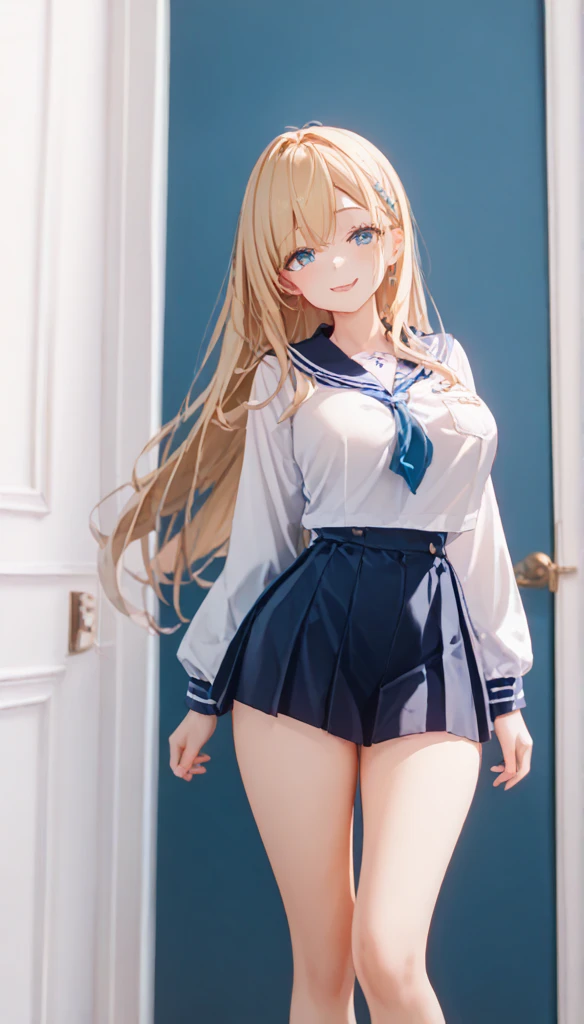 the Extremely Detailed CG Unity 8K Wallpapers、top-quality、ultra-detailliert、masterpiece、realisitic、Photo Real、extremely detailed cute girl、18year old、((skirt lift by yourself)))、(Lifted by yourself)、light blue pantie、panties focus、red blush、cparted lips、looking at the viewers、FULL BODYSHOT、Silky hair、hair wavy、Beautiful big、Perfect and constricted body、Udder loose and visible through clothes、Disheveled clothes、Missionary Pose