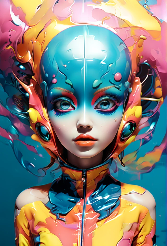 in a funky background portrait of little alien woman, Prominent eyes, funky background, illustration, anime, vector, nft, azuki style, anime style, cowboy shot,digital multi colored, slick bold design, clean, glossy lines, digital illustration, gloss finish, funky aesthetic, impeccable detail, awesome visual impact, endowed with gloss finish, bathed in volumetric lighting, refined by Add_Details_XL-fp16 algorithm, 4D octane rendering, infused with global illumination and precise line art, softened through macros, executed with V-Ray, epitome of visionary art, nuanced by elegant perfectionism and pop art consumerism, infused, aw0k euphoric style --niji 50 --testp --chaos 50Lengua fuera, Ojos rosados, Auriculares, Boina, POV, 