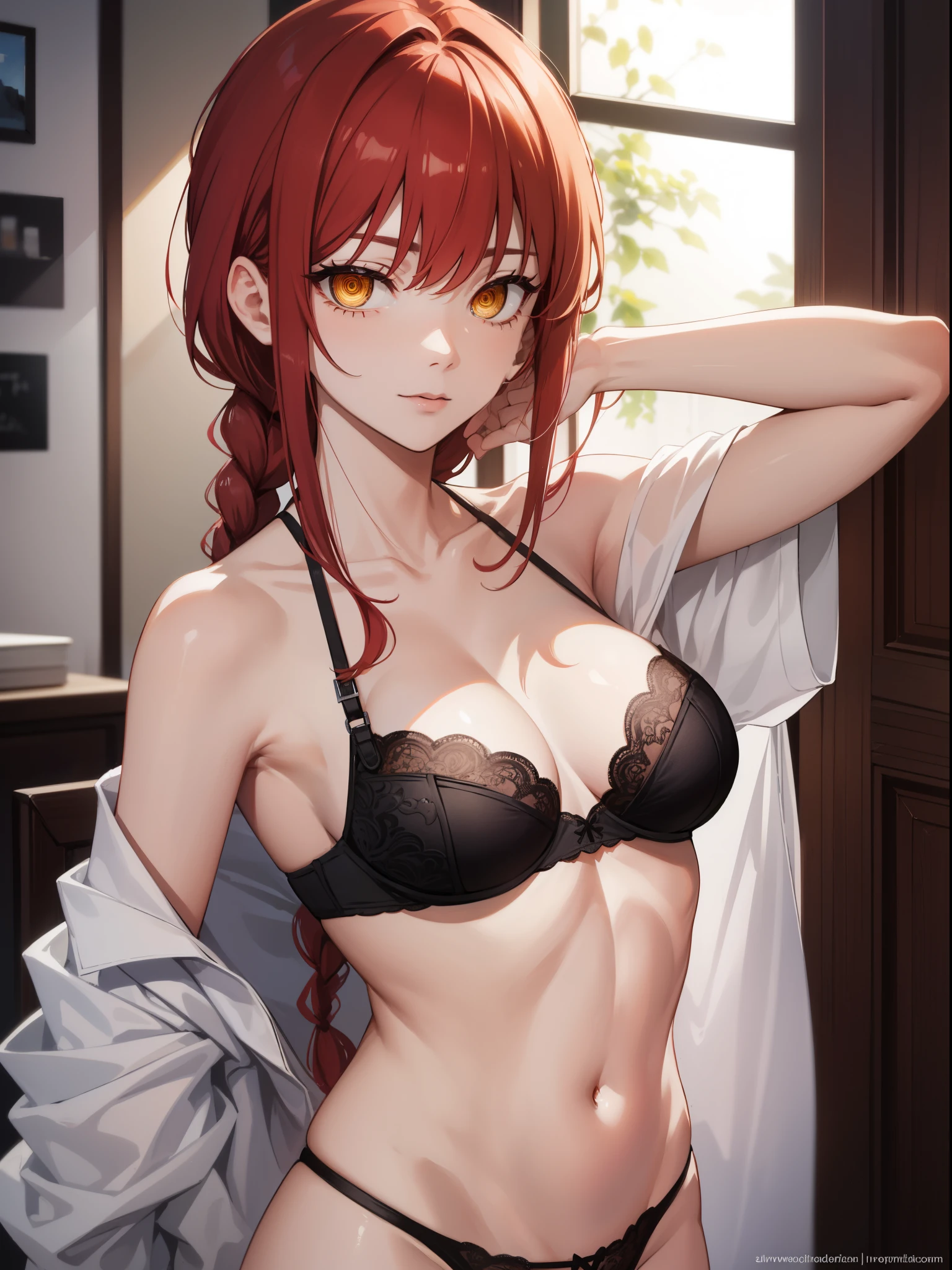  ((best quality)), ((masterpiece)), (detailed), NSFW, small breasts, prominent collarbones, skinny arms, flat stomach, visible hip bones, long hair, red hair, white hair, blonde hair, dark hair, ponytail, thick ponytail, heavy ponytail, NSFW Fluttering lace frilly petticoats, pleated petticoats