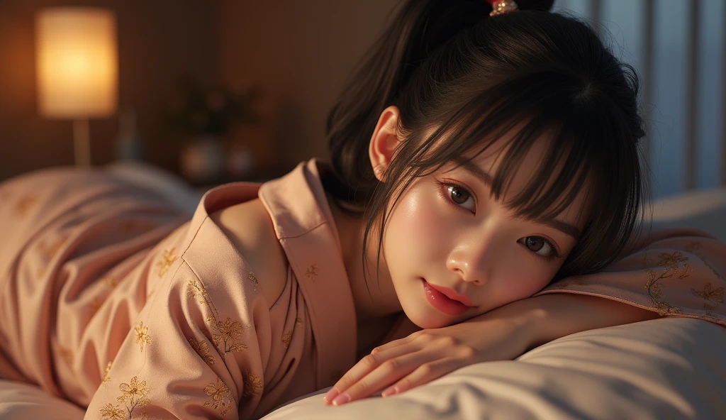 ((best best quality)), ((MasterPiece)), (Detail:1.4), 3D, A beautiful cyberpunk female image,HDR(high dynamic range),RayTrace,nvidia rtx,The ultra-Resolution,Unreal 5,Subsurface scattering、pbr texturing、postprocessing、Anisotropic Filtering、depth offield、Maximum Clarity and Clarity、Many-Layer Textures、Albedo and Specular map、Surface coloring、Mitsu-Accurate simulation of material interactions、Perfect Scale、octanerendering、Two-colored light、large aperture、low ISO、white balance、Rule of Thirds、8K RAW、beautiful bright pupils,flowing robe,Fine pupils,Detailed face and eyes,Long Lashes,Blushlush,voluminous hair,Tender red lips