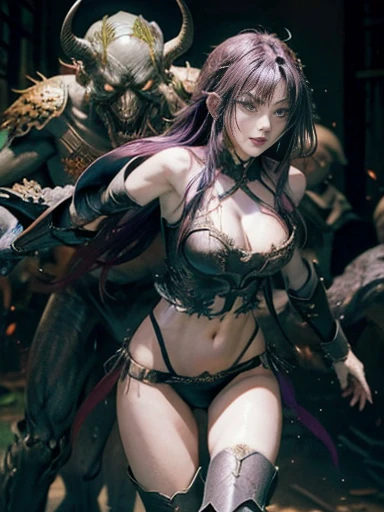  best quality、Whole body expression、torture、 slave、Constraints、BDSM、Captured by a monster、Surrounded by Monsters 1:5、defeat、 beautiful woman with very long purple hair、Full of wounds、tattered white armor（Small breasts、 cleavage、 off-shoulder 、Sleeveless、No elbow pads、belly button、 high leg、Exposed thighs）、White Armor Boots、Beautiful woman with very long purple hair 、Crying、 Tears Overflow 、A hopeless expression、Fleeing、run、Attacked by monsters 1:5、Many violent monsters 1:5、Monster grabs arm.　Monster attacks from behind、Monster grabs the leg、Monster Swarm 1:5、midnight、 Darkness、Different world、 Dark Fantasy、Pitch Black Hell