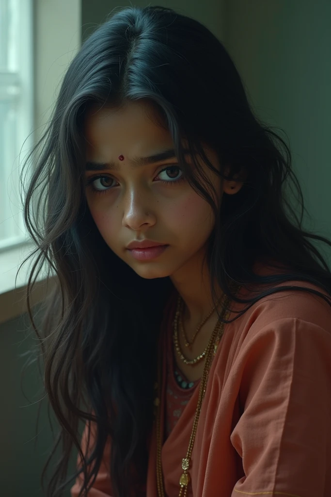 Indian face black hair sad faces