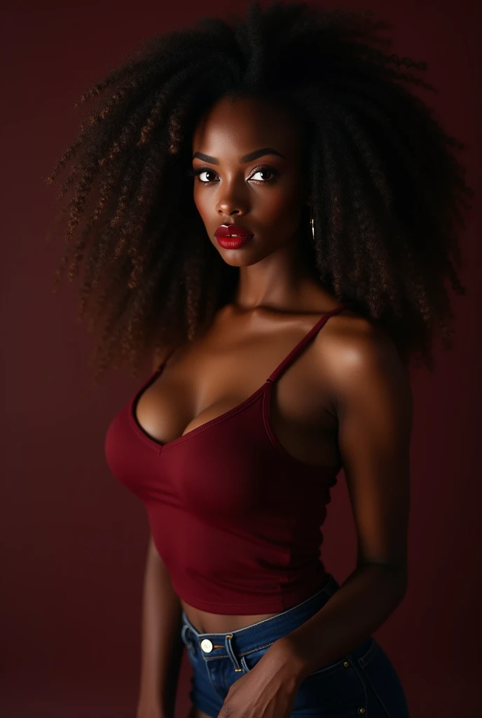 Photos of a beautiful 25-year-old African-American girl, Ultrarrealista de pie frente a un espejo, Atuendo sexy y mirada segura, A refined red lingerie set to feel sexy and confident, Se ve sexy, labio delicioso, Cabello naturalmente encrespado, Luxurious bed in the back, Fondo borroso y lujoso. Cara bonita, Cuerpo realista, Foto realista, Caramel shell, Cuerpo perfecto, Take a bathroom selfie with your iPhone 14, delgado, Cintura ultrafina, cabello ?????, Cabello corto y rizado africano , penetrantes ojos marrones.hyper-realistic，??????? correct，Facial features are carefully represented，Bucles libres, cabello ????? rizado, (tribunal, cabello ????? rizado), Pelo negro largo y rizado, Cabello multiverso, tribunal, cabello ????? rizado, cabello ????? rizado, Bucles, cabello ondulado extendido, Bucles barrocos, Bucles, rizado,Textura del cabello, Flequillo rizado