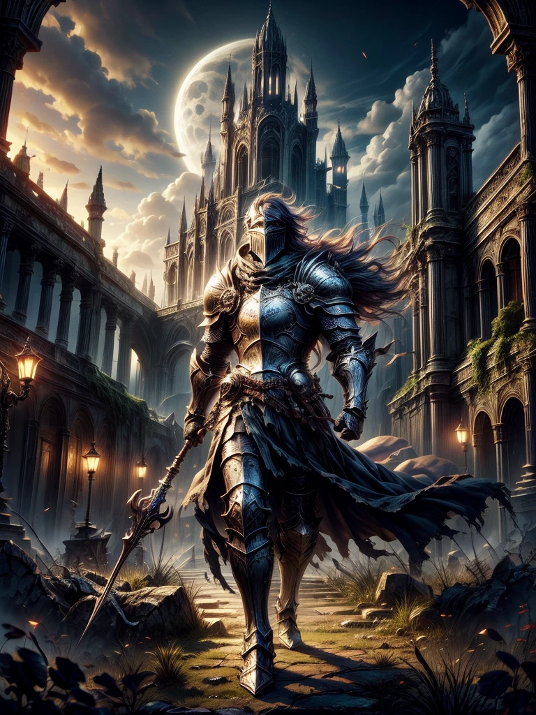 Knight of Darkness with ruins in the background