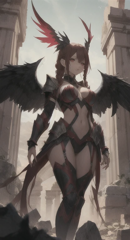 (Finest quality)),(超A high resolution),(ultra-detailliert),(Meticulous portrayal),((The most picturesque work of art),Ultra-Precision Art,The art of astounding depiction, Fantasyart:1.5, (female angel wielding a spear:1.7),Beautiful and well-groomed face:1.5,Angry face:1.3,(Toned body:1.6),((Stab a spear at the demon that is hidden at the bottom of the screen.:1.8))
