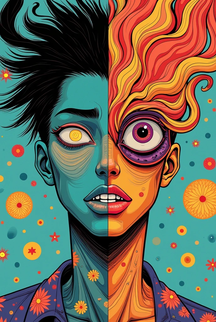  ( Another Self in My Head ), Divided Consciousness 、 Obata Takeshi's Manga  ,  popular on pixiv , Serial Art,  psychedelic cartoon ,  dreamy psychedelic anime ,  psychedelic LSD manga , junji ito's uzumaki, Shintaro Kago, Color Manga, Subtle Junji this ,  Jojolion Cover Art Style,  junji this work 