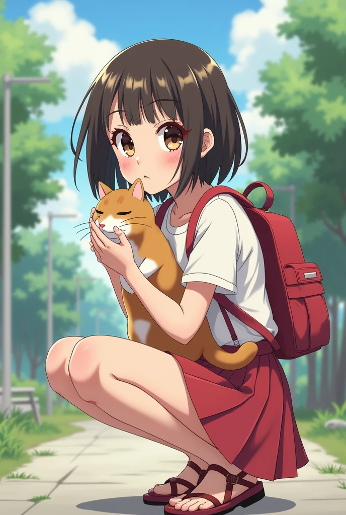 high resolution, professional lighting, an incredibly charming girl carrying a backpack, accompanied by her adorable puppy, enjoying a lovely spring outing surrounded by beautiful yellow flowers and natural scenery, masterpiece, best quality