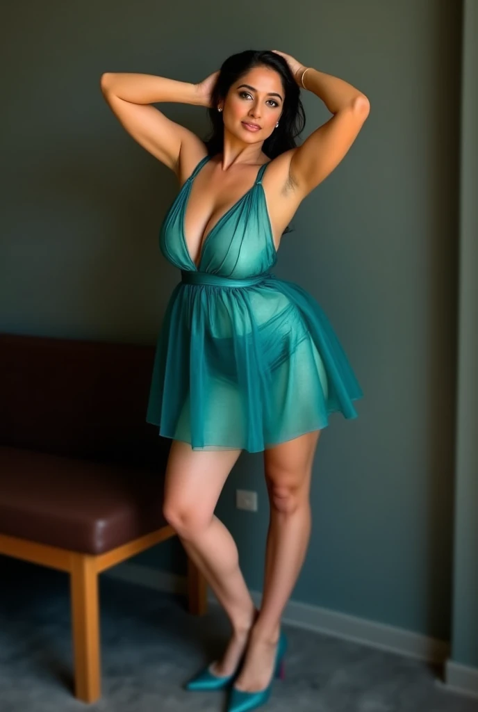 night, female, relaxed, backlit, (Deep Focus), contrast, (f_stop 2.8), (focal_length 35.0) f/2.8, 35mm focal length, analog photo, silhouette, spotlight, (green dress), (((posing kneeling))), (leaning forward) showing her face and ((focus on face)) (cleavage:1.15), pouting, big lips, a beautiful perky Scandinavian woman, Millie Bobby Brown, pale skin, (cameltoe panties) (landing strop pubic hair) make-up, perfect pink labia, Millie Bobby Brown's likeness, highly detailed face, ultra detailed oiled imperfect skin, long black kinky hair, piercing eyes, (lustful facial expression, lusty, lascivious:1.3), dark background, warm colors, RAW candid cinema, 16mm, color graded portra 400 film, remarkable color, ultra realistic, captured on a (Fujifilm X-Pro3) / (f_stop 16.0), (focal_length 24.0), very small pendant on fine necklace, highly realistic, realistic, masterpiece, absurdres, intircate, highly detailed, detailed, high quality, best quality, highres, photo_(medium), reality, dimly lit, low light, dim, dark, 8k, cinematic lighting, volumetric lighting, dim lighting, professional photography, perfect eyes, detailed hair