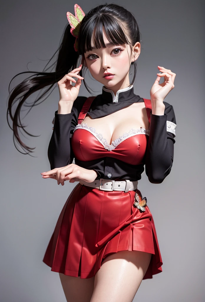 Masterpiece,Solo,One Girl,Kanao Tsuyuri,(Kimetsu No Yaiba),Perfect Body,Big Breasts,Sexy Body Hot,High Quality,High Resolution,Photograph 16K,Ultra Detailed,Ultra HD,Side Ponytail,Butterfly Ornamen Hair,Christmas Theme,Beautiful,Beautiful Girl,Christmas Costume Sexy,Christmas Background,Erotic Girl