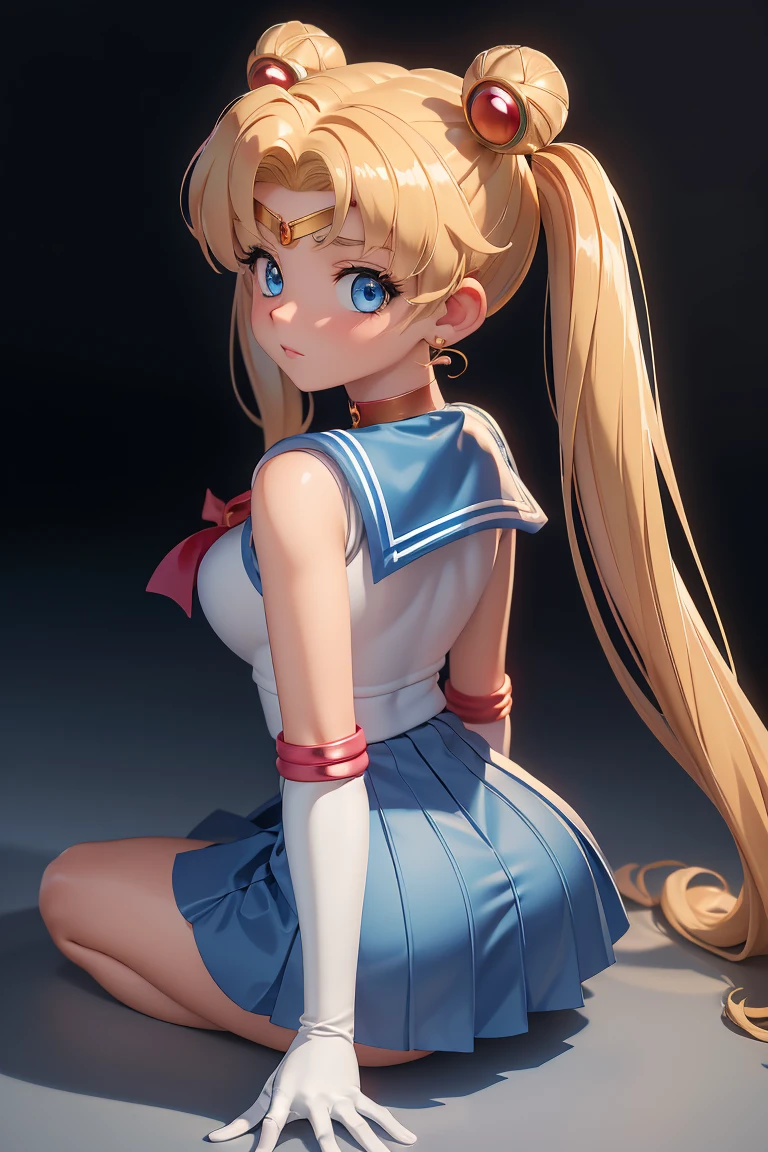 masterpiece, best quality, high resolution, 1 girl, solo, sailor senshi uniform, SMMoon, 1990s \(style\), blonde hair, magical girl, blue eyes, blue skirt, elbow-length gloves, tiara, pleated skirt , blue sailor necklace, miniskirt, choker, blue choker, white gloves, very long hair, jewelry, earrings, KNEELING ON THE FLOOR, HANDS ON THE FLOOR, (IN DOGGY STYLE POSITION), BACK TO THE CAMERA.
WITH HER ASS RAISED, CLOSE UP ASS