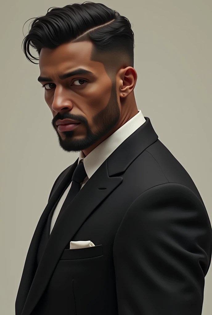 Brown-skinned man with black-eyed black-eyed hair wearing an elegant suit