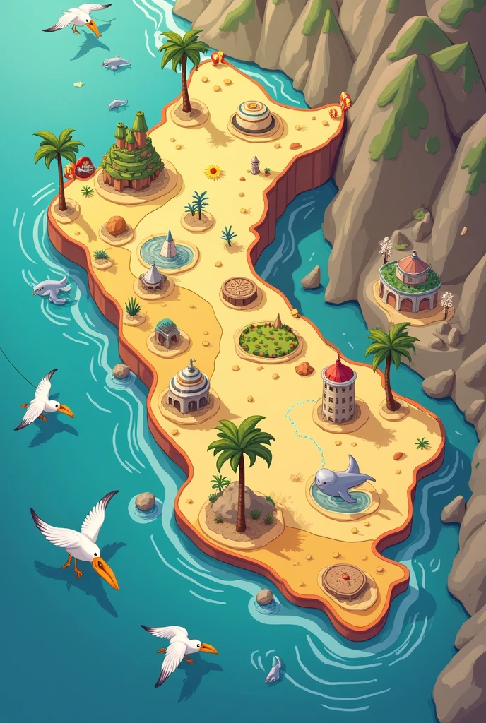 Cartoon map of the coast of Peru