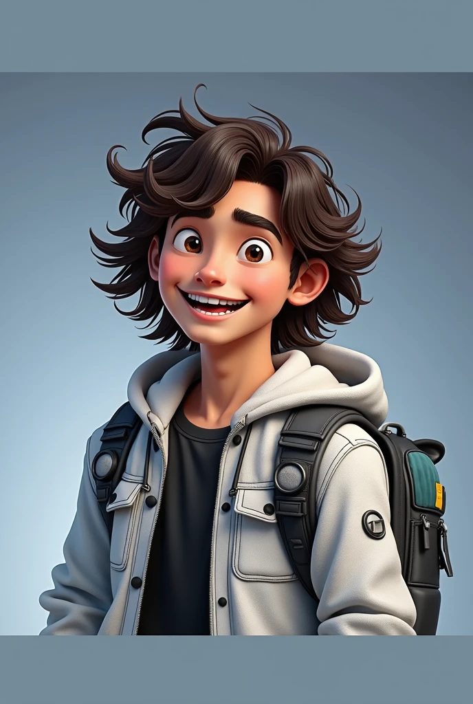 photorealistic movie, Comic style, line art style,best quality, masterpiece, high res, detailed, gotenv2, 1boy, male focus, solo, spiked hair, black hair, dougie, black eyes, male child, full body, photo, smiling,happy, solo male child,