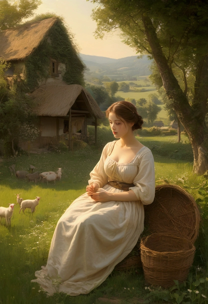 bombshell, in Pastoral idyll background