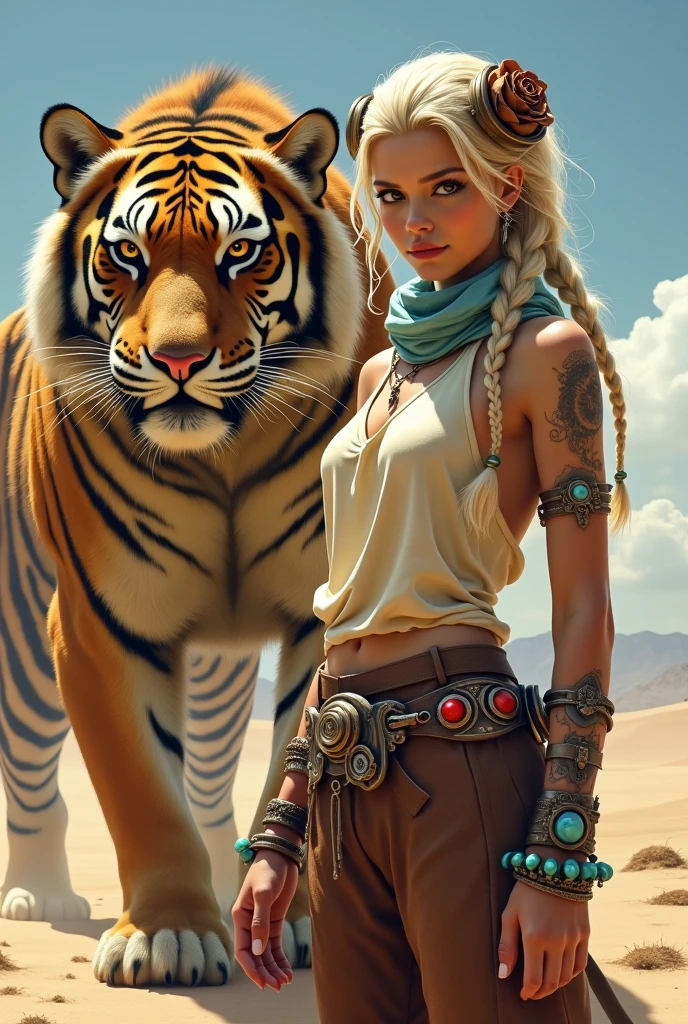 Photograph of a Smiling woman and adorable animal companion captured in a dynamic, random pose, blending the portrait mastery of Luis Royo, Carne Griffiths, and Jose Royo in an epic setting, characterized by a happy atmosphere, hyper-realistic detail, meticulously rendered with a neat appearance, featuring an exceptional 32K UHD resolution, showcasing intricate character depiction, adhering to the golden ratio, trending on CG-Society,