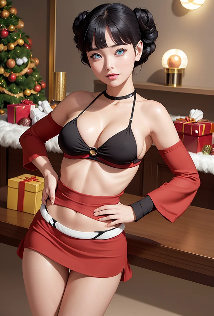 Masterpiece,Solo,One Girl,Himawari Uzumaki,(Boruto),Perfect Body,Big Breasts,Sexy Body Hot,High Quality,High Resolution,Photograph 16K,Ultra Detailed,Ultra HD,Christmas Theme,Beautiful,Beautiful Girl,Christmas Background,Erotic Girl,Sexy Christmas Dress,Red Dress