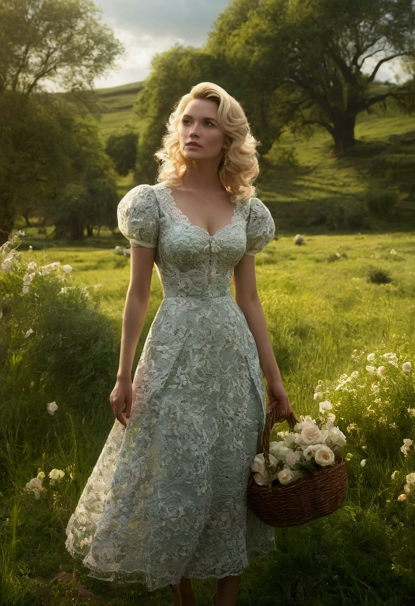 bombshell, in Pastoral idyll background