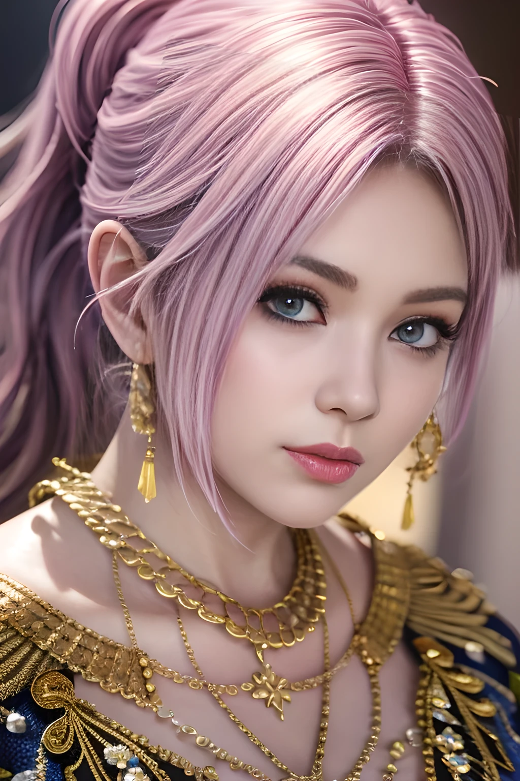 (1girl:1.5) , a striking bikini with a deep V-neckline and embellished with glittering textures, beads, and floral embellishments. She wears matching gold jewelry, including bracelets, a layered necklace, ,huge breasts,expressive eyes, perfect face,(best quality,8k,highres,masterpiece:1.2),ultra-detailed,(realistic,photorealistic,photo-realistic:1.37),studio lighting,ultra-fine painting,sharp focus,physically-based rendering,extreme detail description,professional,vivid colors,long shot