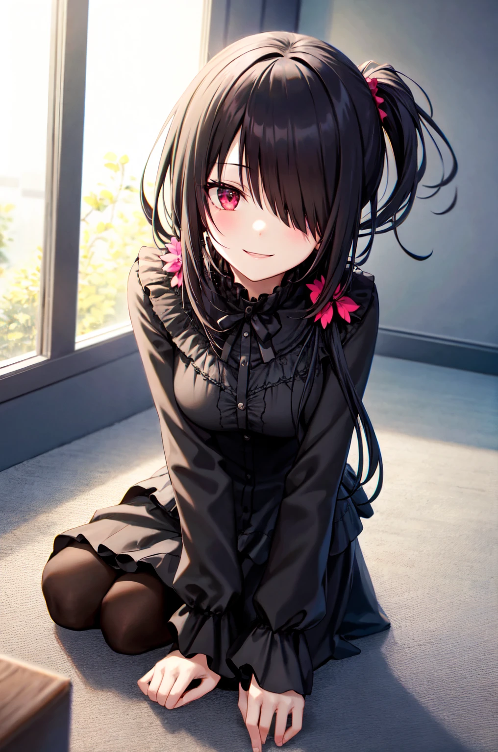  Wears Pink Wet, Sheer Clothes, Cat Ears Cat Tail ,  Lorianime Girl ,  Real Shadow,  detailed skin,  very small chest by the wall of a building ,  black hair,  Twin Tails with Ribbons ,  very detailed, 8K high resolution face , Perfect Face Shape, Perfect Lips, Perfect Nose,  beautiful eyes, masterpiece,  best quality, Underteen , No pants