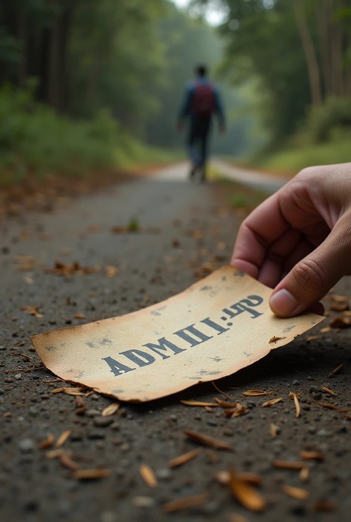 Visual: Close-up of the admit card lying on the road, partially covered ...