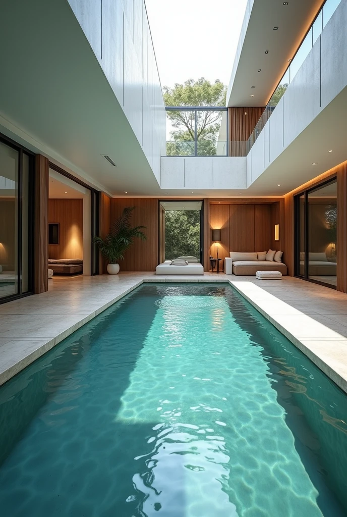 Make me a pool in a house that meets the one in the other - SeaArt AI