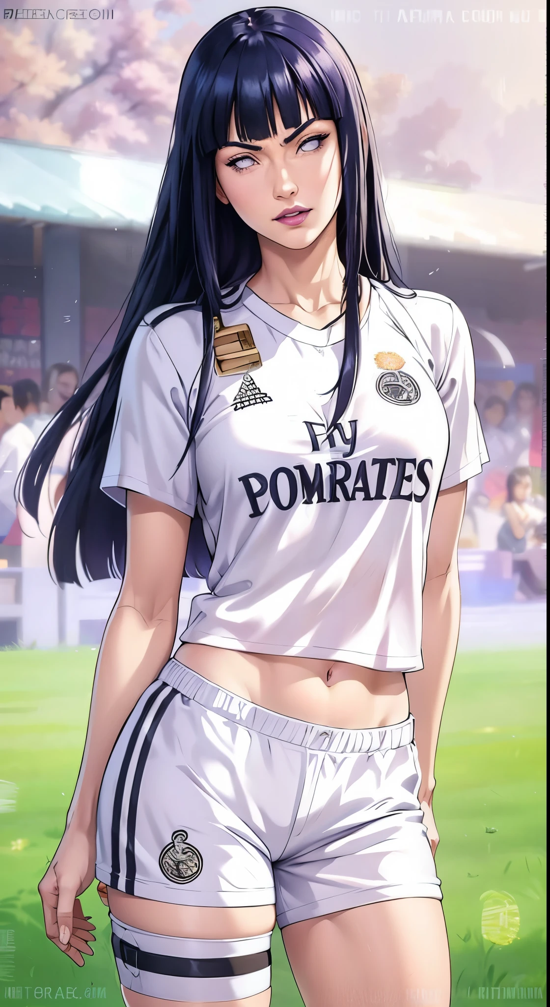 ChunLi, wearing a black thong, underwear, solo, panties, (((wearing a white Real Madrid football tshirt))), (perfectly proportioned body:1.1), (((Chinese city baclground)), soft lighting, smilling ,(solo)),  (standing on one leg:1.2), (standing split:1.3), (black panties), clothes writing, (alone). ((solo:1.5)), big red lips, cameltoe, 1 girl, ((((white Real Madrid tshirt)))), [[[(((big hips)))]]]], perfectly round breasts, hourglass body.  shiny skin, watching the viewer, beautiful hair, beautiful face, beautiful detailed eyes, babyface, beautiful clavicle, beautiful body, beautiful breasts, large breasts:0.5,