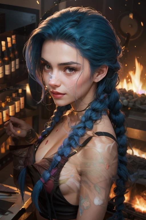 League of Legends Jinx in a foggy cabin