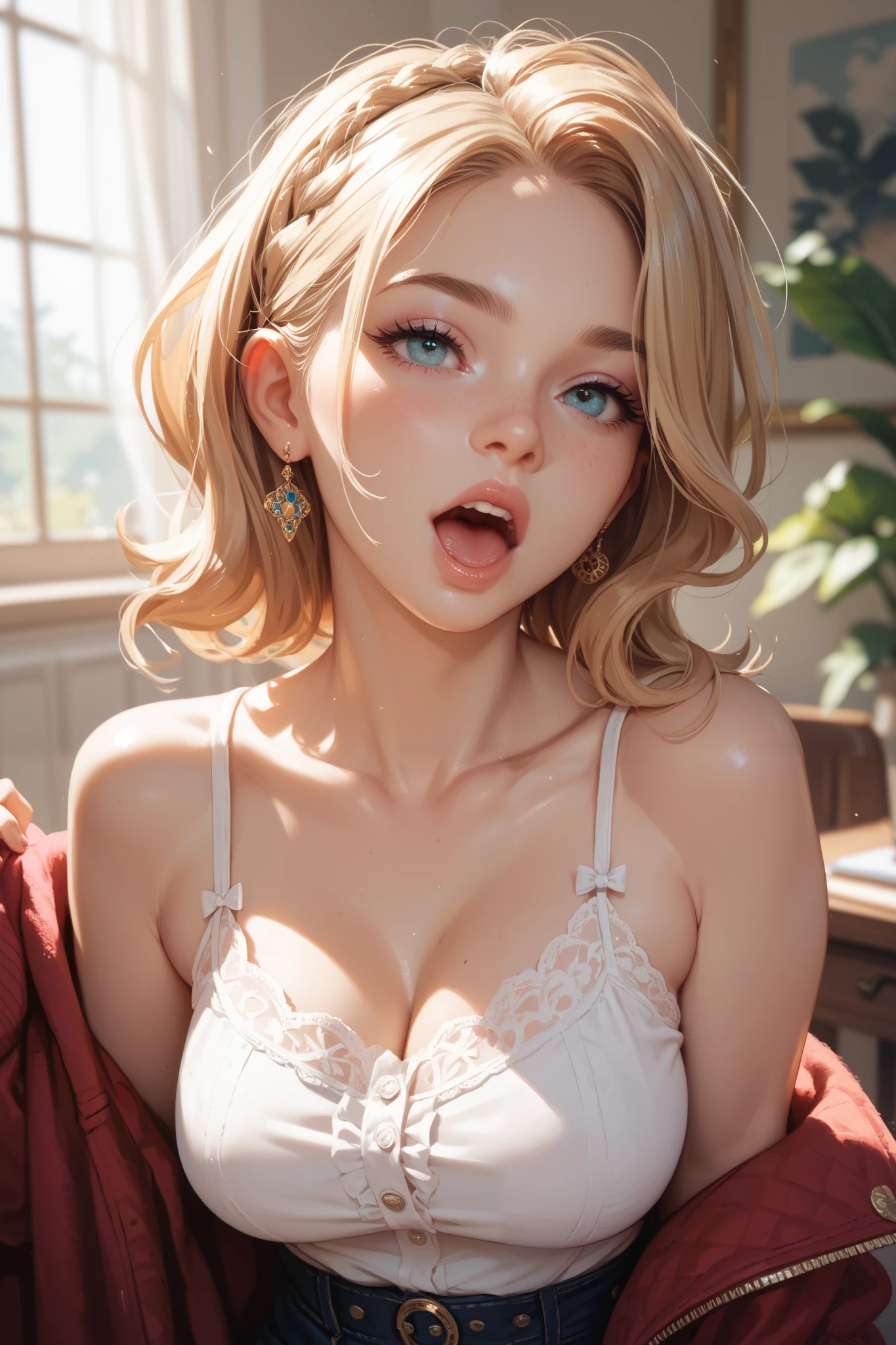  peach, princess peach), princess peach, huge bust cinematic shot, anime style 3d, High quality 8K detailed art, Super detailed representation, blonde hair princess,, detailed digital anime art, anime princess, a juicy human-like peach, , big breasts, red lingerie, Pornography, nude, no mutated