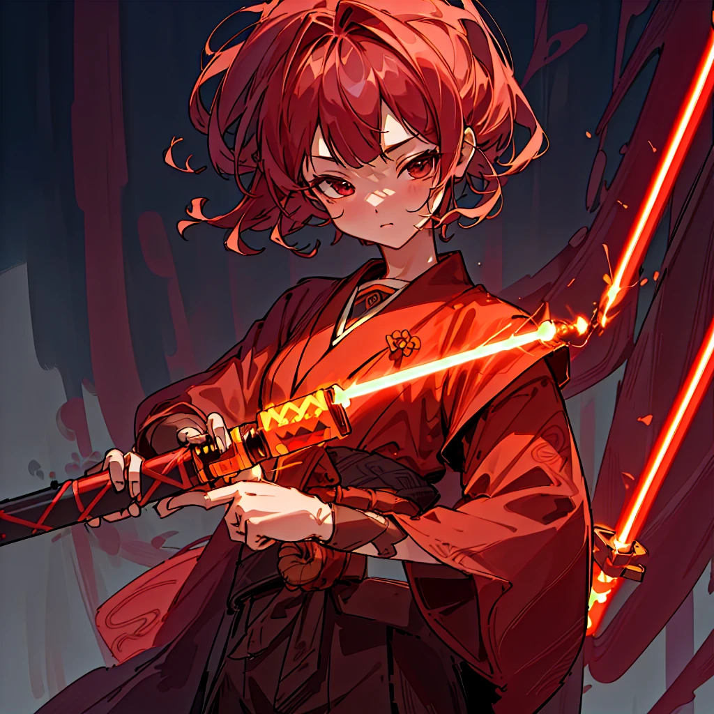 1girl,Handsome face、 perfect anatomy 、((( best composition、 best quality、 masterpiece、 super detailed、 high definition、32K,CG,HHD))),Oiran、(((He holds lightsabers in both hands))),Neon light background 、The moment I'm waving my lightsaber、dynamic、It's an afterimage of a lightsaber drawing a circle