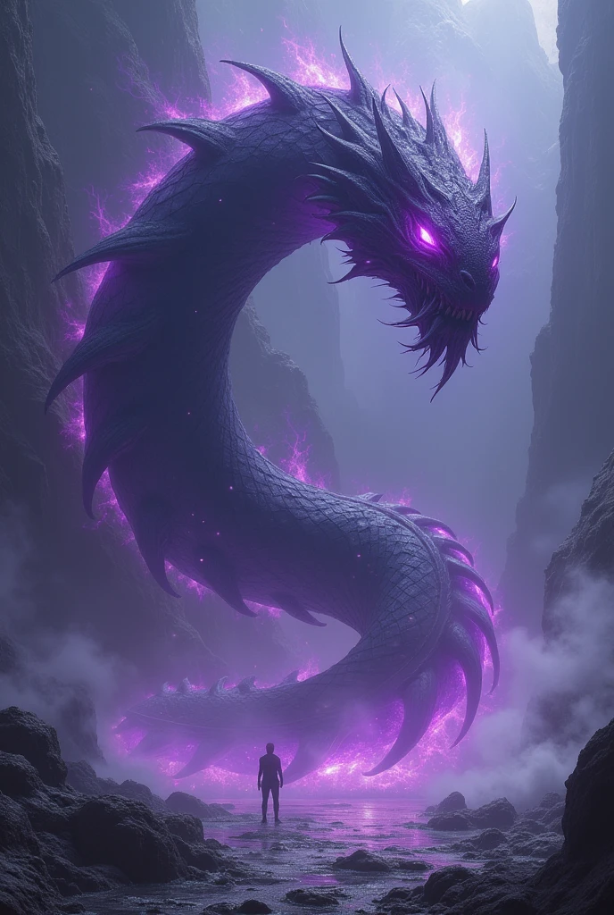 Dark Purple aura Dragon, dragon made out of dark purple aura, dragon dark purple aura, dark purple dragon, dark purple aura, aura dragon dark purple, menacing, big and scary, big scary menacing dragon