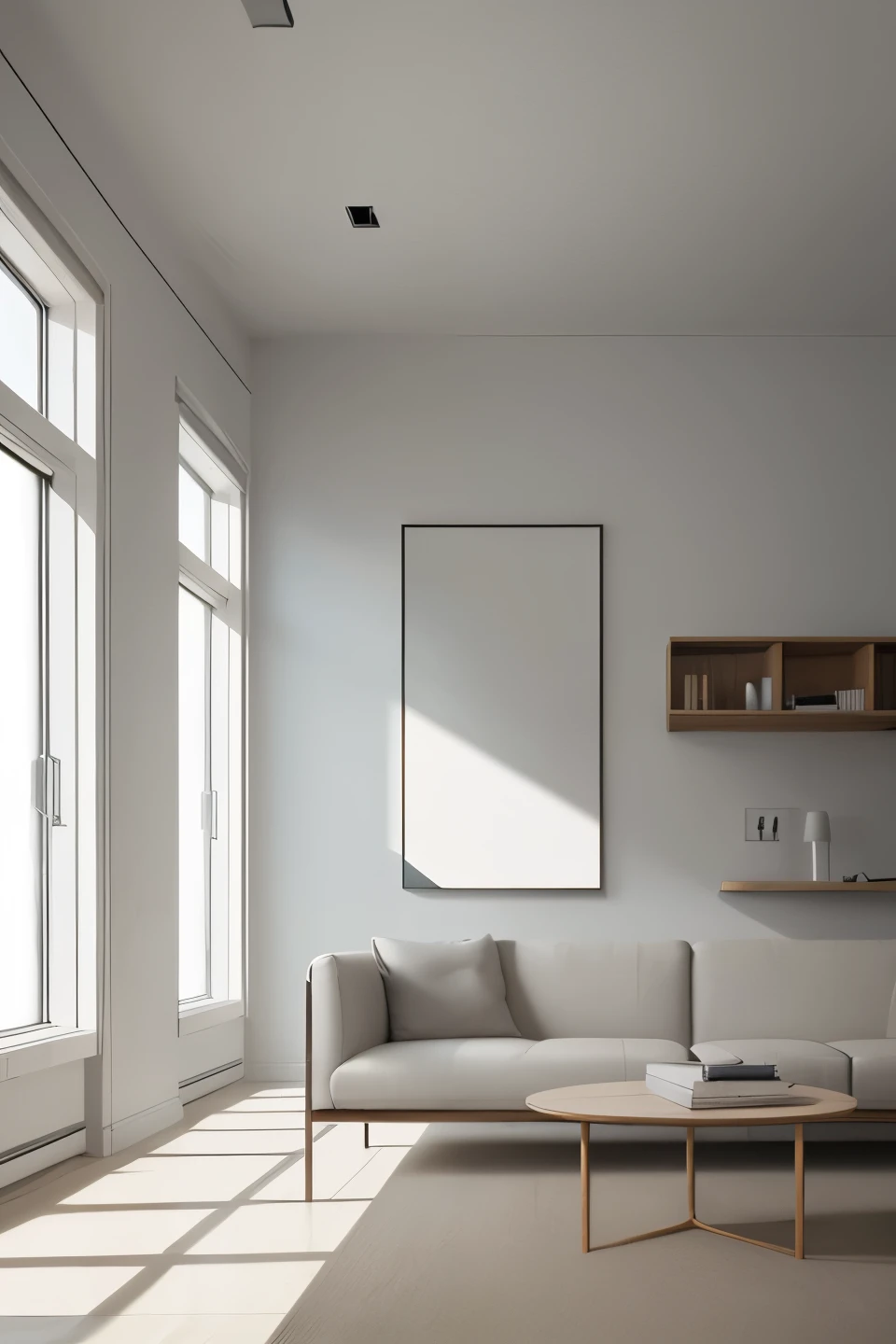 (best quality, masterpiece, high resolution:1.1),Use natural light and color, hyper detail clothes, high detailed anime image, minimalist,modern architecture,white walls,clear lines,uncluttered space,abundance of natural light, furniture,geometric shapes,neutral color palette,emphasis on functionality