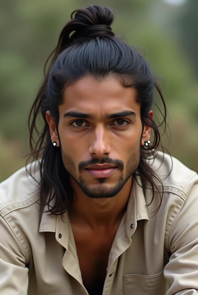 Young 20 year old 5'8 indian man with brown skin currly hair broad nose average eyes