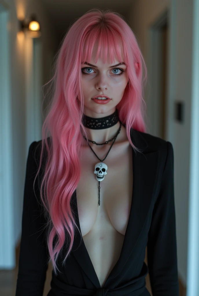 ((best quality)), ((masterpiece)), (detailed), goth, graveyard, girl, cute, bright pink hair, blood
