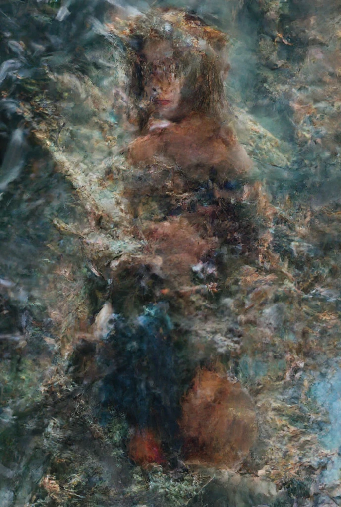 Short brown hair athletic woman, eyes look like the ocean, underwater