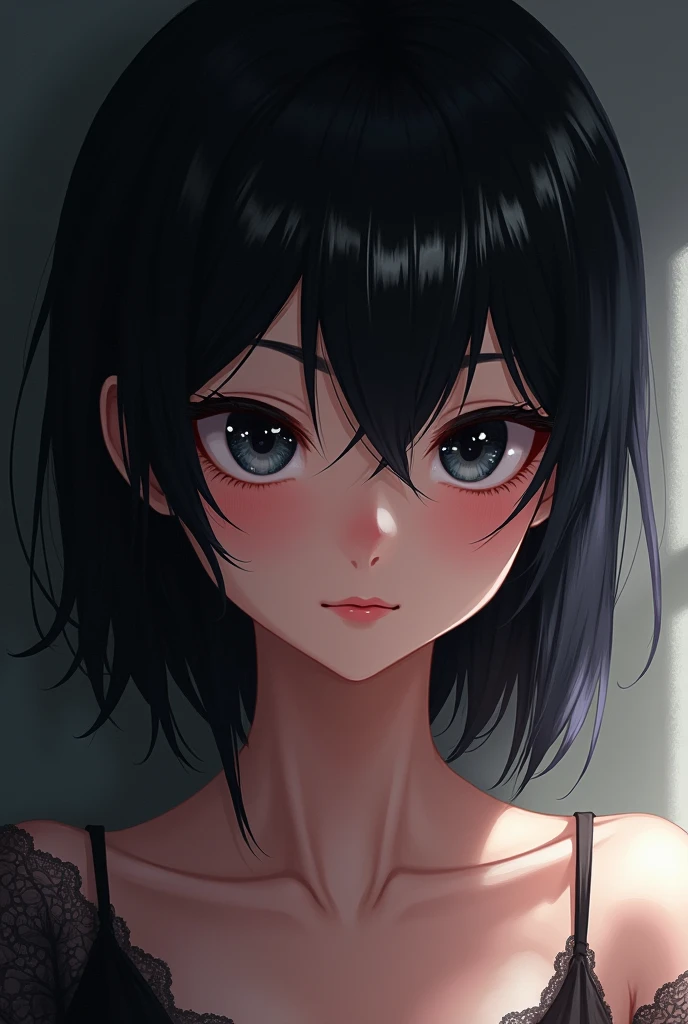 Fallatio high school girl Slender Black Hair Wolf Cut Real Japanese
