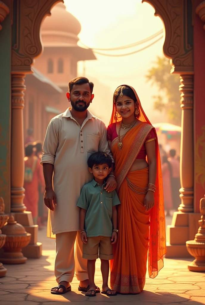 there are two people sitting next to a baby in a chair, characters merged, husband wife and son, hybrid, happy family, highly detailed vfx portrait of, hindu god, highly detailed vfx portrait, family portrait, vijay jayant props, traditional photography, highly detailed photo portrait, photo manipulation, by Thota Vaikuntham, corrected, made in maya and photoshop