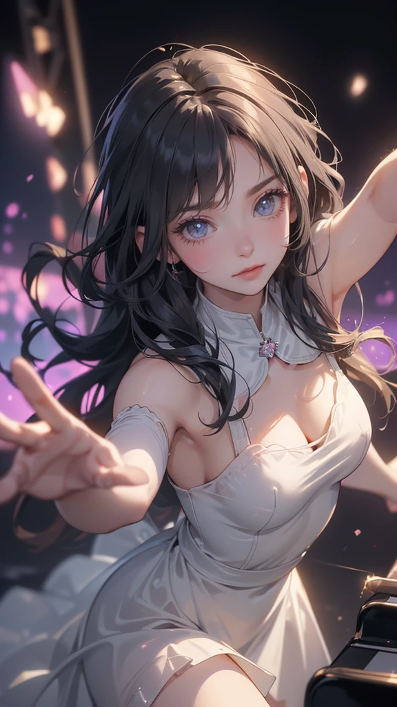 (Highest quality)), ((masterpiece)), (detailed), One Woman,14歳のBeautiful woman,Very sexy,Big Breasts,Woman in uniform,Natural light,Perfect Anatomy,
Beautiful woman,Beautiful Face,Beautiful teeth alignment,Beautiful body lines,Slender body,Beautiful Hands,Beautiful feet,Long hands,Long legs,Long and supple hair,Shiny Hair,Black Hair,Embarrassed expression,blush,Thin lipouth half open,Beautiful shoulders,Beautiful clavicle、Standing Woman,classroom,((Raise your arms1.8)),Excited,Spread your legs,Sleeveless shirt,White panties,The shirt is half open,((Cleavage 1.8)),