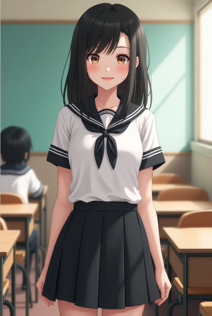 Beautiful  girl , standing in front of the class 