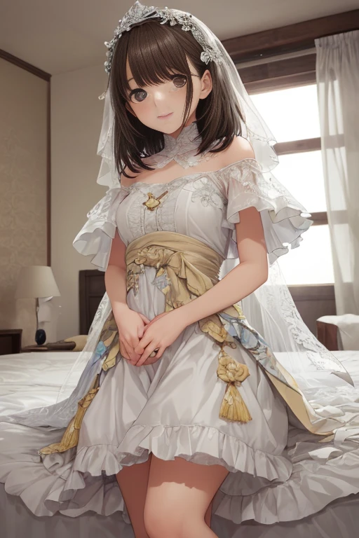 Make a picture where a bride is tied up, a female thief behind her who is tie her with rope, bound,BridesRoleplayCostume